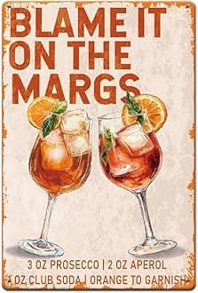 SUPERDANT Cocktail Tin Signs Balme It On The Margs Metal Sign Poster Wine Drink Vintage Funny Wall Art Plaque Home Wall Decor for Man Cave Garage Bar Pub Kitchen Living Room Bedroom Party Decor Gifts