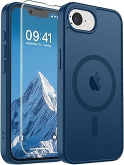 SUPFINE Magnetic for iPhone 17e Case/iPhone 16e Case with Screen Protector (Compatible with MagSafe)(Military Grade Drop Protection) Translucent Matte with Anti-Fingerprint Phone Case,Deep Blue