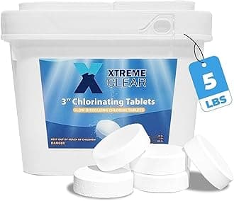 Xtremeclear 3" Swimming Pool Chlorine Tablets 5lbs | Long Lasting & Slow Dissolving | Pro-Grade Pool Sanitizer | Individually Wrapped | 5 Pounds Bucket