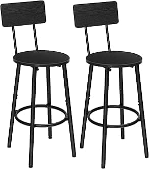 HOOBRO Bar Stools,Set of 2 Round Bar Stools with Back,25.2" Bar Chairs for Kitchen Island, Dining Room,Counter Height Barstools, Easy to Assemble, Black BK32BY01G1