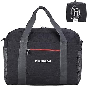 CANWAY For Spirit Airlines Personal Item Bag 18x14x8, 25L Foldable Travel Duffel Bag Tote under Seat Carry on Luggage Weekender, Lightweight, Black