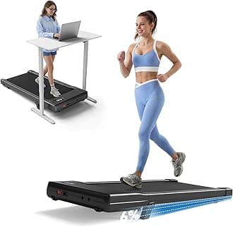 DeerRun Under Desk Walking Pad Treadmill with 6% Manual Incline, 0.6-3.8 MPH Walking Speed, 2.5 HP, 300 lb Capacity, App & Remote Control, for Home Office & Small Spaces