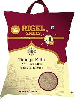 Rigel Spices | Thooyamalli Rice (4Lbs)| Jasmine Rice | 12+months aged | Sustainably grown naturally gluten free heritage rice