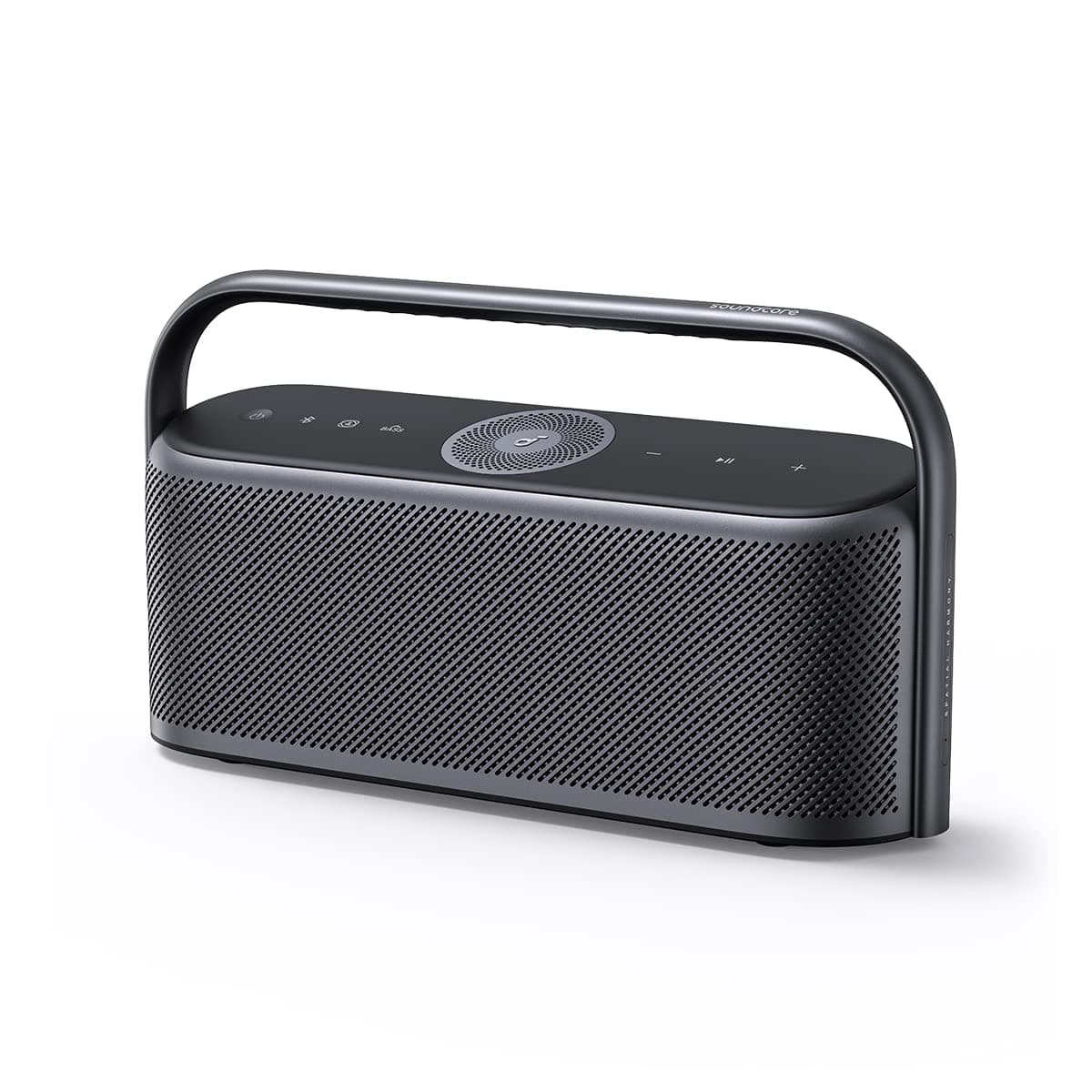 soundcore Motion x600 Portable Bluetooth Speaker, Wireless Hi-Res Spatial Audio, 50W Spatial Sound, IPX7 Water Protection, 12h Playback, Pro EQ, Carry Handle, AUX-IN (Black) (Refurbished)