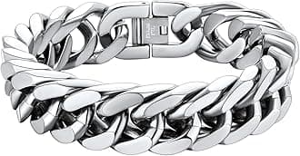 Stainless Steel Cuban Link Bracelet, 8mm/12mm/17mm Width, 7.5"/8.3"/9", 18K Gold Plated Chain Wrist Bracelets for Men Women, Send Gift Box