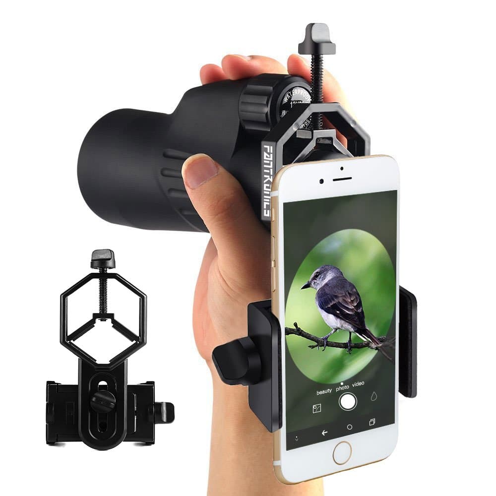 Fantronics Cellphone Adapter Mount Telescope Microscope Camera Holder, Compatible with Binocular Monocular Spotting Scope, for iPhone Sony Samsung Moto Etc -Record The Nature of The World