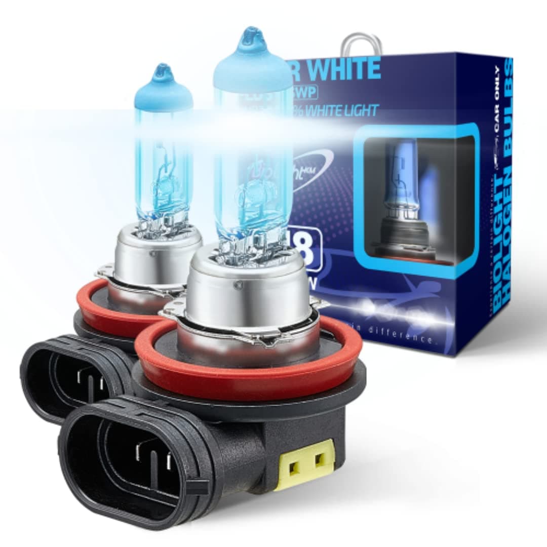 H8 Super White Plus 6000K Brighter Light Replacement Headlight Bulb, 2 pack