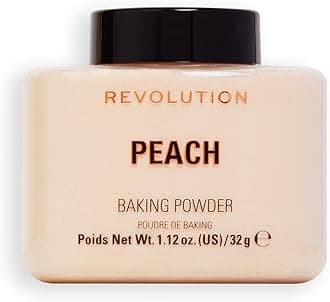Revolution Beauty London, Loose Baking Powder, Makeup Setting Powder, Long-Lasting Coverage, Mattifies & Reduces Shine, Peach, 1.12 oz