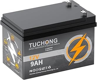12V 9Ah Lithium LiFePO4 Battery, Rechargeable Battery, Up to 5000+ Deep Cycle Lithium Iron Phosphate Battery Built-in 15AH BMS, Ideal for Small UPS, Lighting, Solar Power, Fish Finder, Energy Storage