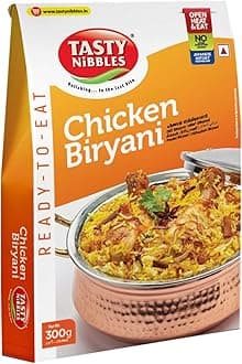 Tasty Nibbles Ready to Eat Chicken Biryani 300g [Pack of 1] | Open Heat & Eat | No Food Additives Added | Japanese Retort Technology