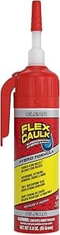 Flex Caulk, Waterproof & Weatherproof Hybrid Polymer Sealant, Strong, Paintable, Indoor, Outdoor, Bath, Shower, Sink, Window, Baseboards, Door, RV, Roof, Wood, Auto & Marine, Clear, 3 oz, 1-Pack