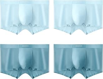 Mens Ice Silk Underwear 4-Pack Boxer Briefs Ice Sikn Comfortable Soft Underpants Underwear With Gift Box