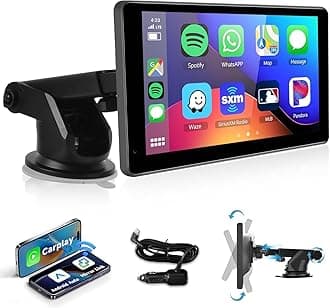 podofo Car Radio Wireless Portable 7" Touch Screen Car Radio Audio Receiver Android Car Radio with Bluetooth/MirrorLink/GPS Navigation/Voice Control/64G TF Card/AUX