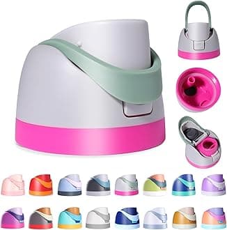 Renyqatt Replacement Lid for Owala Freesip, Compatible with Owala Cup 16oz 24oz 32oz 40oz, One Button Water Bottle Top Lid Replacement Accessory, Leakproof, BPA-Free (Green Pink)