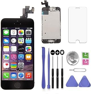 SNIDII Screen Replacement Black for iPhone 5S 4.0 inch with Earpiece and Came...