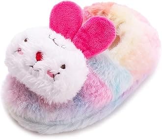 Baby Girls Cute Cartoon Warm House Slippers with Non-Slip Rubber Sole