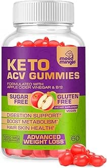 Keto ACV Gummies for Advanced Weight Loss - Gluten & Sugar-Free Apple Cider Vinegar Rapid Fat Burner Diet Supplement for Women Men - 60 Gummies (1000MG)