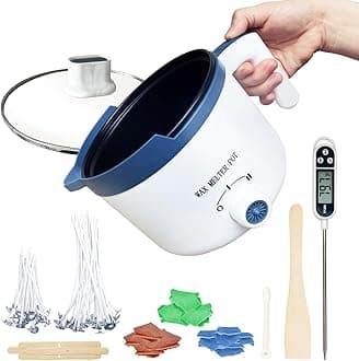 Ksedcon Wax Melting Pot for Candle Making, Electric Wax Melter with Pour Spout,Candle Making Supplies Includes Pouring Pot, Colors Dyes, Wicks, Thermometer