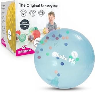 Edushape Sensory Toy Ball For Baby And Toddlers (7 Inch) - Multi-Color Mini Noisemaker Balls Inside - Fine Motor Skills Developmental Toy for Babies, Toddlers, Infants and Kids