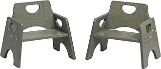 ECR4Kids Stackable Wooden Toddler Chair, 6in, Kids Furniture, Grey Wash, 2-Pack