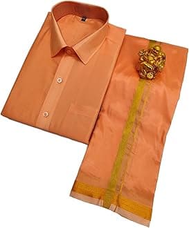 Men's Fashion Art Silk Shirt And Dhotis Combo - Full Sleeve