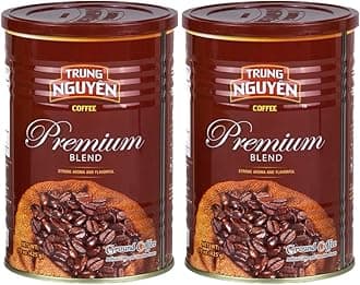Trung Nguyen — Premium Blend — Roasted Ground Coffee Blend — Strong and Bold — Arabica & Robusta — Chocolate Flavor — Vietnamese Coffee, 15 oz Can (Pack of 2)