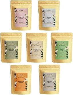 Skincare Combo Of Multani Mitti, Rose Petal, Orange Peel, Neem, Sandalwood, French Green Clay, Dead Sea Clay Powders 50-50 Grams Each