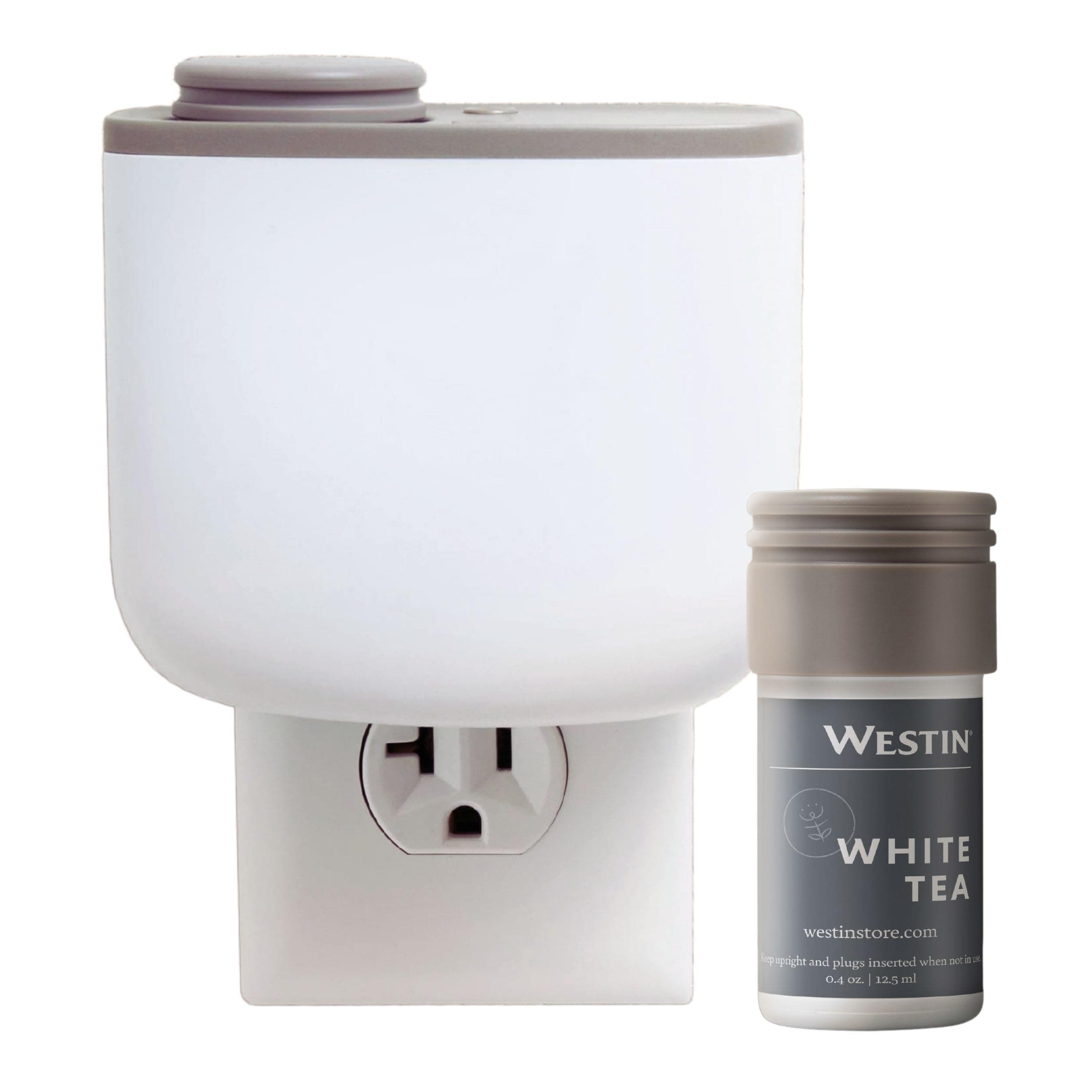 Westin Mini Home Diffuser & Fragrance Refill - Plug in Wall Diffuser - Luxury Hotel Collection - Aromatherapy - Notes of White Tea, Cedar, Vanilla - Signature White Tea Scent