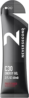 Neversecond C30 Energy Gel, Performance Nutrition & Hydration, Never2 Energy Gel for Ultra Triathlons, Cycling & Marathons (Fruit Punch Flavor, 12-Count Pack)