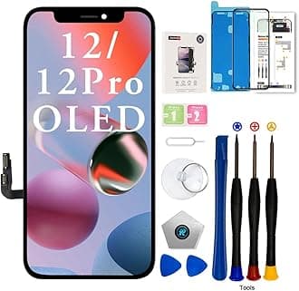 for iPhone 12/12 PRO Screen Replacement OLED [NOT LCD] 6.1 Inch Screen 3D Touch Display Digitizer Full HD Screen Frame Assembly with Repair Tools Kit Waterproof Adhesive Tempered Glass