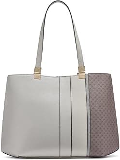 Women's Granite Geometric Tote Bag – Vegan Leather, Monogram, 3 Pockets