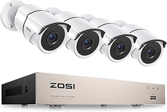 ZOSI 8CH 5MP Lite Home Security Camera System with 1-Way Audio,4x 1080p Metal Indoor Outdoor Cameras,AI Human/Vehicle Detection,Night Vision,Remote Access,H.265+ 8-Channel CCTV DVR No Hard Drive