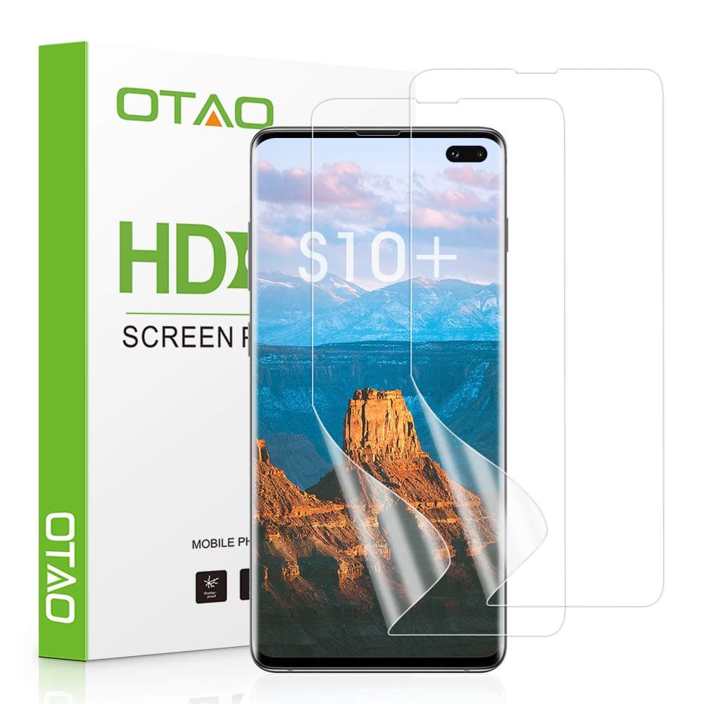 Galaxy S10 Plus Screen Protector (2-Pack)(Not Glass), OTAO Full Coverage Screen Protector Case Friendly HD Clear Anti-Bubble Film for Samsung S10+