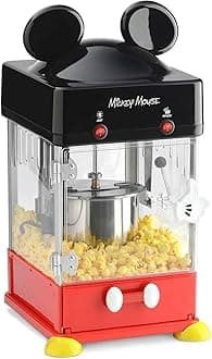 Disney Mickey Mouse Kettle Style Popcorn Popper by Select Brands - Countertop Popcorn Machine for Home - Kitchen Appliance for Kettle Style Popcorn - Electric Popcorn Maker with Serving Cups