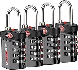 Forge Travel Lock,TSA Approved Luggage Locks for Air Travel, Gym Lockers, School Lockers, Pelican Cases, Gun Case, Easy Read Dials, Durable Alloy Body