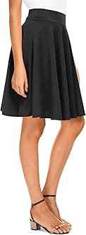 Women's Basic Midi Skirt Versatile Stretchy Flared Casual High Waisted Skirt