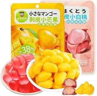 Mango Peelable Candy62g/bag,white peach Peeling Fruit Fudge, 50% Juice Content gummy candy,Peeling Gummy Candy,Healthy Desserts,Wedding Candies,Sweets,Instant fruit Snacks (White peach,2bag)