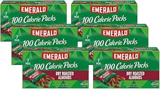 Emerald Nuts Dry Roasted Almonds, 100-Calorie Packs, 7 Count (Pack of 6)