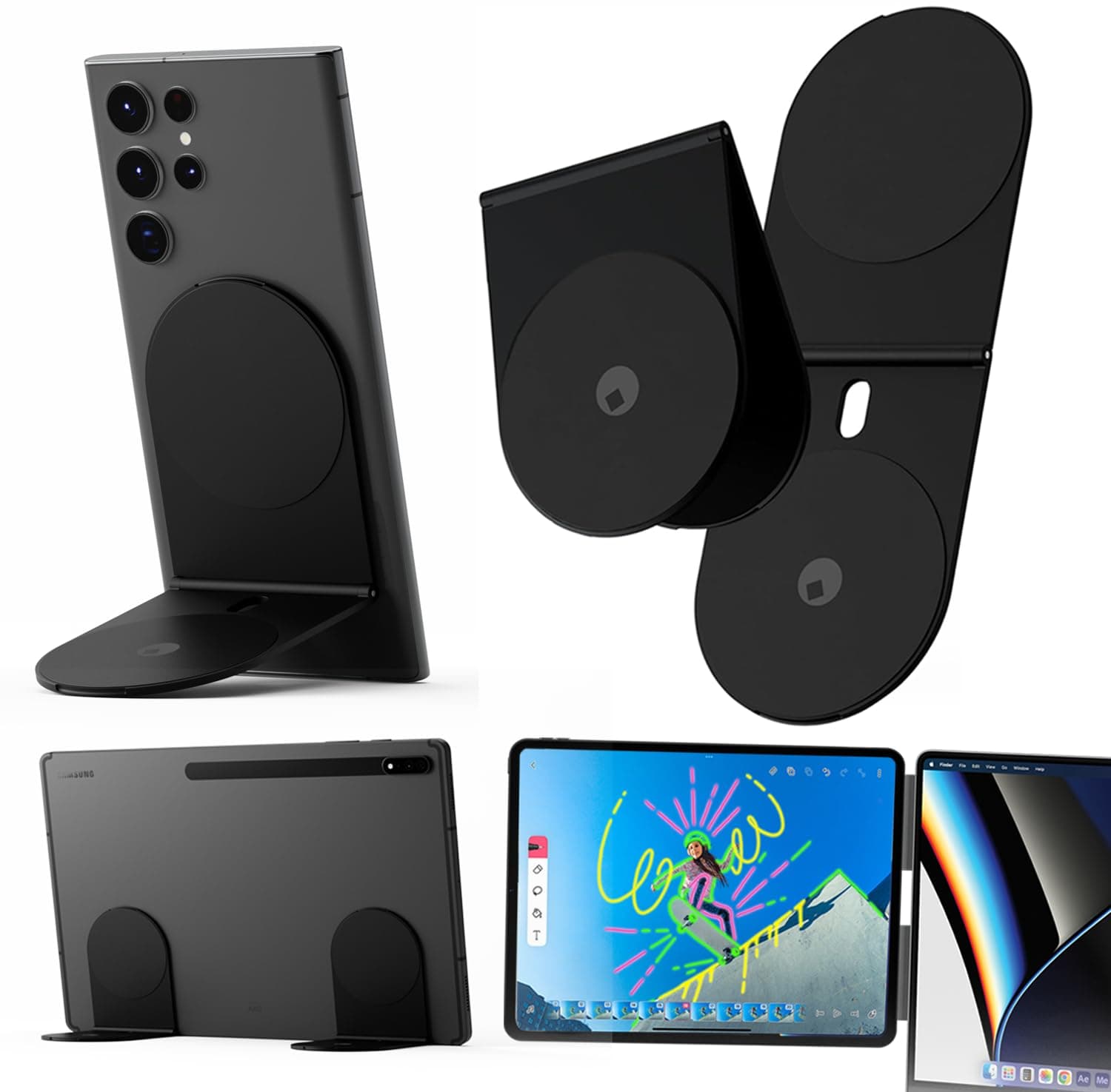 Edge Pro Tablet Kit - Mount and Phone Magnetic Holder, Smartworking & Productivity Stand Accessory, Compatible with MagSafe, Compatible with Any Tablet or Phone, Black