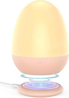JolyWellNight Lights for Kids with Stable Charging Pad, Touch Control&Timer Setting, ABS+PC Baby Egg Lamp for Breastfeeding，Pink
