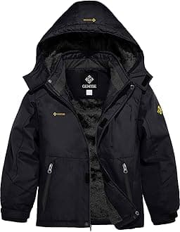 Boy's Waterproof Ski Snow Jacket Hooded Fleece Windproof Winter Jacket