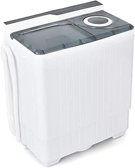 TANGZON Twin Tub Washing Machine, 10.5/8.5/4.5KG Portable Washer and Spin Dryer with Timer Control, Compact Washer for Camping Dorm Caravan RV, 7.5/6.5/3.5KG Washing 3/2/1KG Drying (8.5KG, Grey)