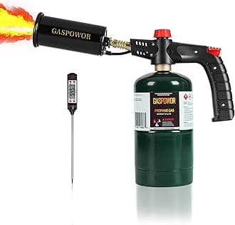 Grill Torch Charcoal Torch Lighter, Campfire Starter,Sous Vide,Kitchen torch,Grill & Cooking Propane Torch included a Meat Thermometer Kit for Charcoal Starter, BBQ Searing(Fuel Not Included)