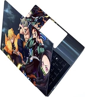 Full Laptop Skin Stickers HD Quality Sticker for Laptops Upto 15.6" (Dustproof|Waterproof|Scratchproof|Reusable) - Demon Slayer FL