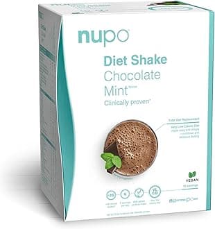 NUPO Diet Shake Chocolate Mint Vegan premium diet shakes for weight management I Clinically proved meal replacement shake for weight control I 10 Servings I Very Low-Calorie Diet, GMO Free