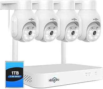 【10Channels+1TB HDD】Hiseeu 5MP CCTV Security Camera System,10CH CCTV Camera System with 1TB HDD NVR and 4X5MP WiFi IP Camera With Color Night Vision,2-Way Audio,Motion Tracking,Remote Access