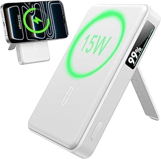 ESR for MagSafe Power Bank, Kickstand 10,000mAh MagSafe Portable Charger, Qi2 Certified 15W Fast Battery Pack with LED Display, 27W USB-C MagSlim Charger with Cable for iPhone 16/15/14/13/12, White