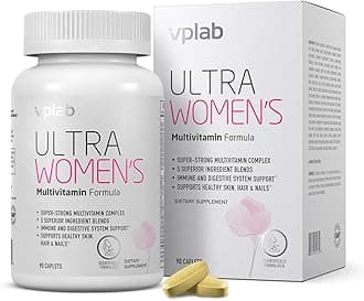 VPLab Ultra Women's Multivitamin Formula - Supplement for Hair, Skin & Nails with Biotin, Iron, Vitamin B, D, C & Zinc, Folate - Essential Daily Vitamins for Women's Health & Wellness, 90 Caplets