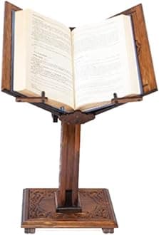 Adjustable Carved Wooden Book Stand | Quran, Bible, Torah Holder Lectern | Dictionary, Cookbook Stand