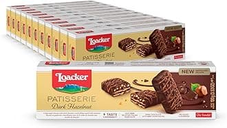 Loacker Patisserie Dark Hazelnut 12 Chocolate Covered Premium Wafer Fingers, Indulgent Snack, Perfect to Share, Nothing Artificial, 3.53oz
